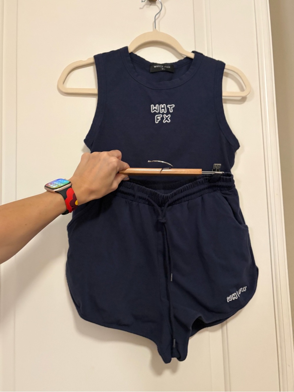 🤍🦊White Fox Navy Cropped Tank Top & Matching Loungewear shorts🦊🤍